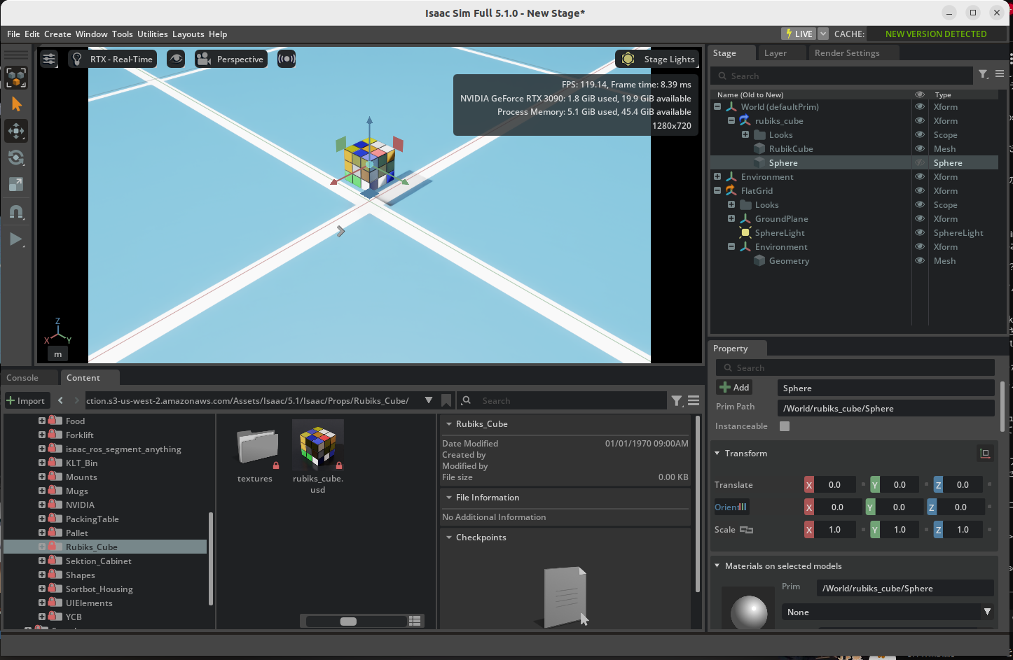 Sphere mesh location