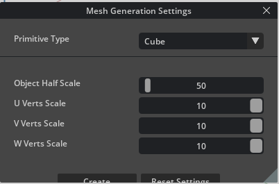Mesh Settings dialog