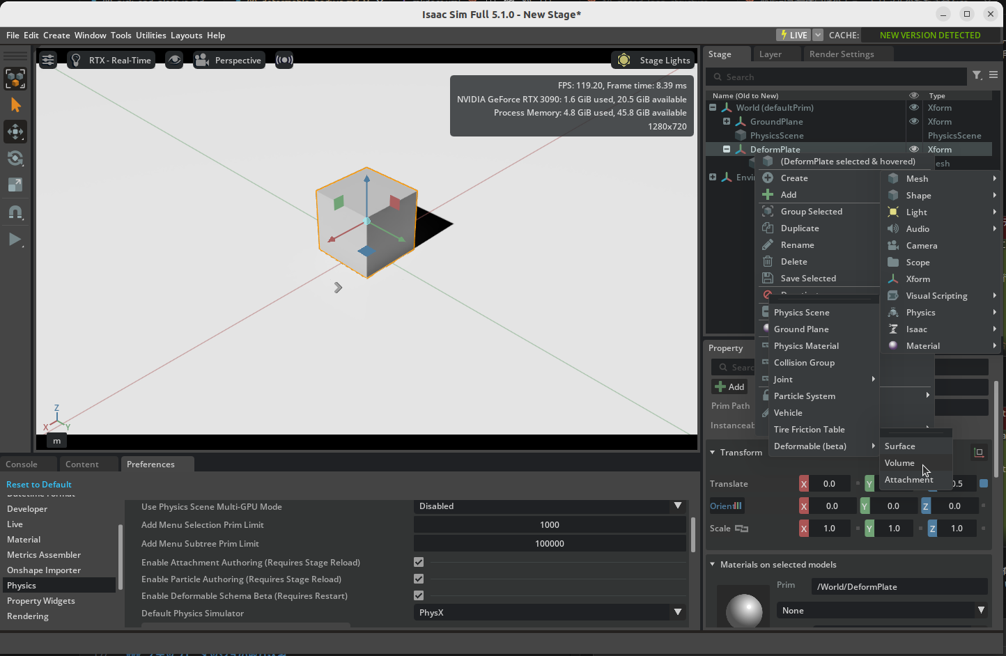 Creating Volume Deformable Body