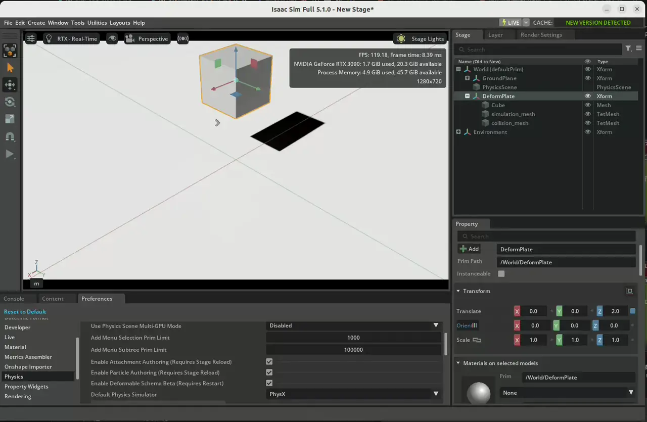 Deformable Cube test