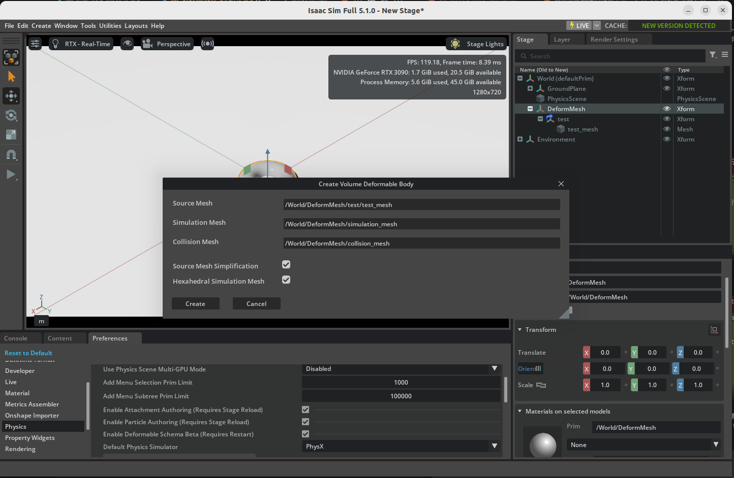 Creating Deformable Body