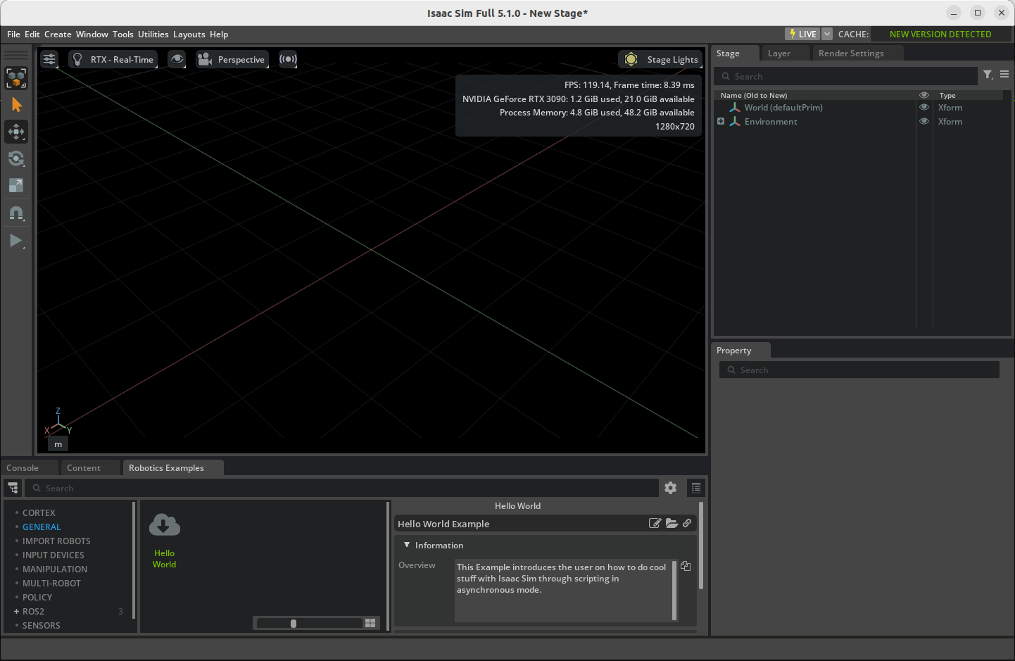 Hello World - Isaac Sim Tutorials