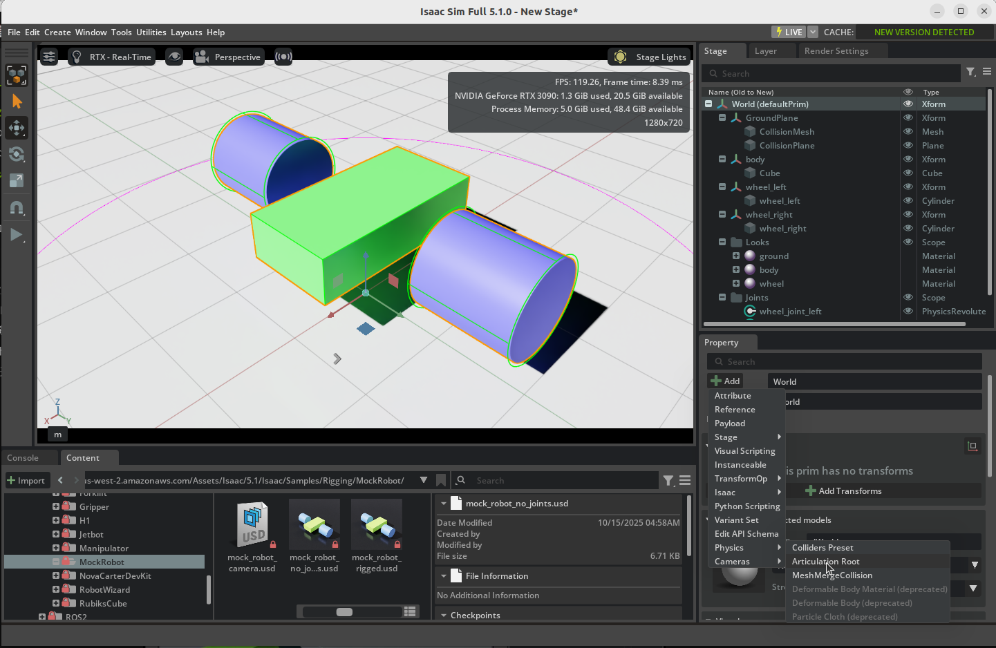 Articulate a Basic Robot - Isaac Sim Tutorials