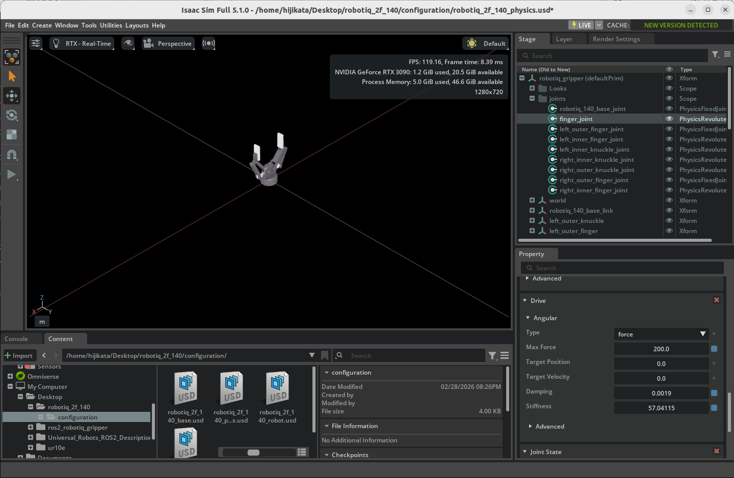 Configure joint effort limits
