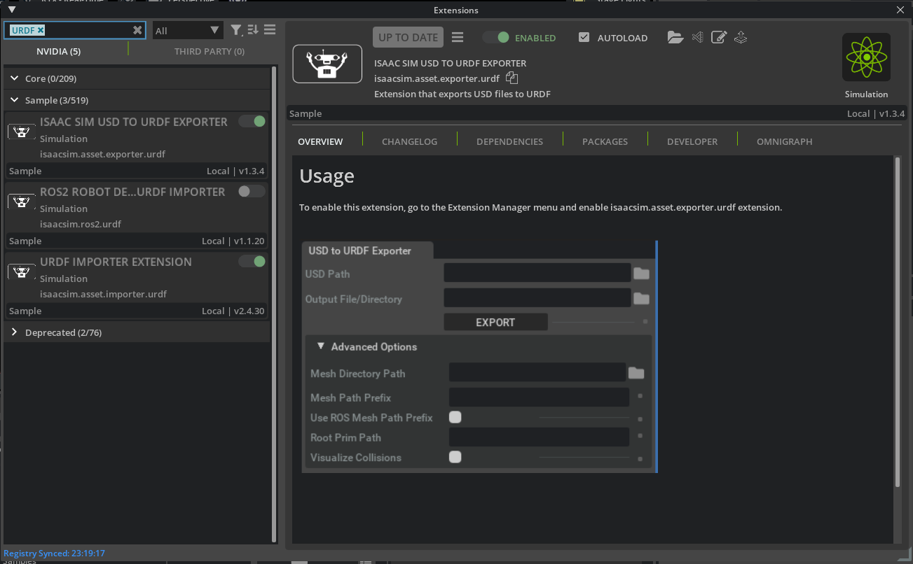 Enabling the extension