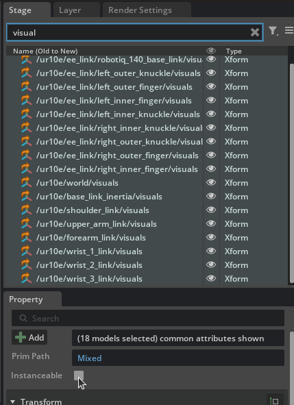 Disabling Instantiable meshes