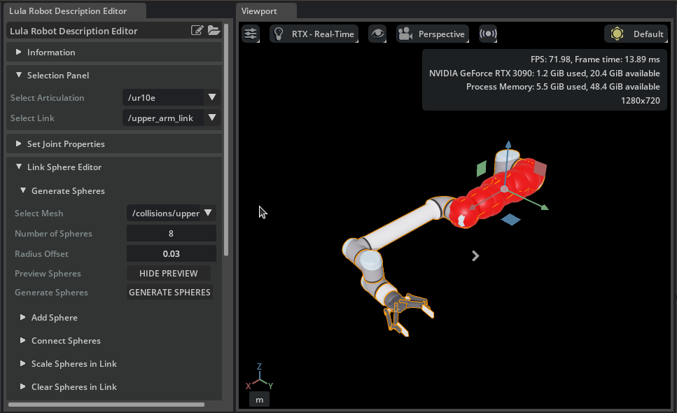 Selecting collision sphere generation target