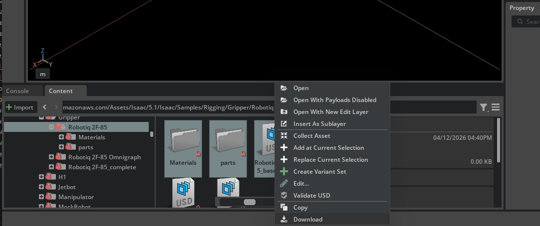 Downloading the sample asset